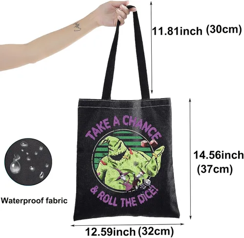 Vista 2 de BWKTOP Funny Ghost Tote Bag - Ghost Fans Gift: Take A Chance And Roll The Dice