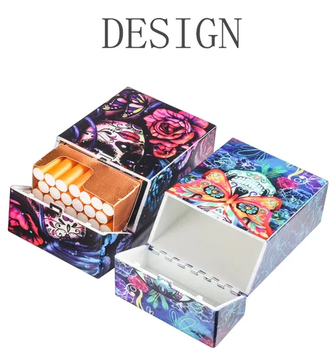 Vista 6 de Caja de cigarrillos de 3.346 in tamaño King Push to Open Capacidad 20 unidades (azul+rojo + morado)