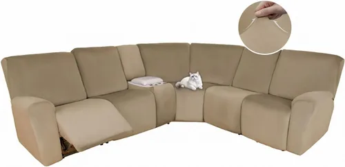 Vista 95 de HDCAXKJ Fundas de sofá seccional reclinable de terciopelo, cubierta de sofá seccional en forma de L, lavable, elástica, suave, para rincón