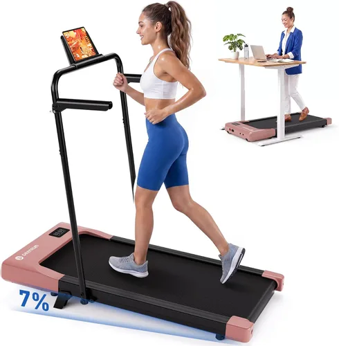 Vista 10 de DeerRun Walking Pad Treadmill with Incline & Handle Bar Negro sólido