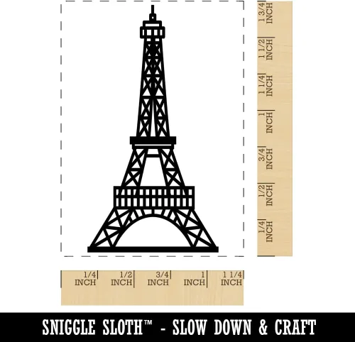 Vista 2 de Sello rectangular de goma de la Torre Eiffel París Francia para estampar manualidades, 1.7 pulgadas, pequeño