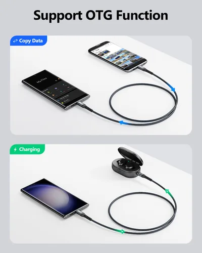 Vista 3 de SUNGUY Cable USB C a Micro USB de 6 pulgadas, paquete de 2, trenzado
