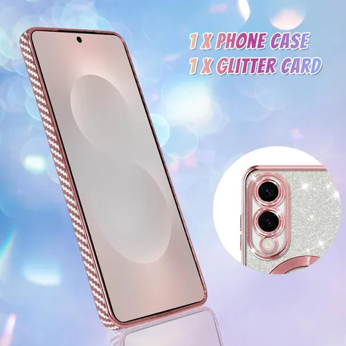 Vista 658 de Bonoma - Funda compatible con Samsung Galaxy S21 Plus, diseño de corazón con purpurina, color rosa Support for MagSafe, Plating Magnetic Case TPU
