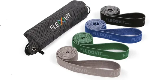 Vista 6 de FLEXVIT Banda giratoria (40 pulgadas de longitud) - Banda de resistencia de tela de grado profesional - Banda de ejercicio de comodidad superior