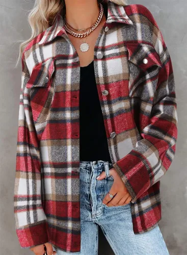 Vista 40 de ZOLUCKY Chaqueta de manga larga con botones para mujer, talla grande, blusas