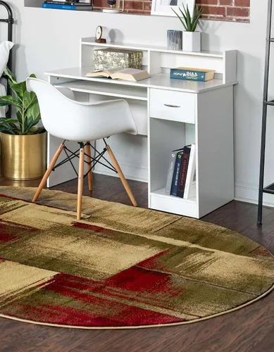 Vista 4 de Unique Loom Barista Collection - Alfombra de área Timor (2 pies 2 pulgadas x 3 pies 1 pulgada, ovalada, multicolor y rojo)