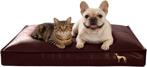 Vista 12 de SOMAHE Cama ortopédica para perro, piel sintética impermeable, funda extraíble lavable, antideslizante, resistente a las masticaciones, plumón