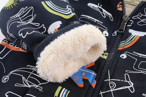 Vista 4 de Funnymore Chaqueta con forro polar Sherpa para niños y niñas de 2 a 14 años