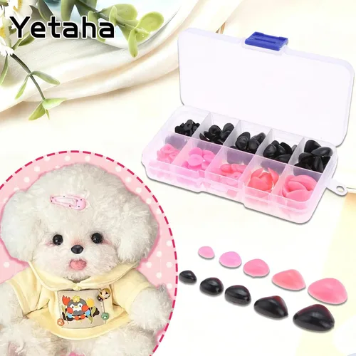 Vista 5 de Yetaha 150 piezas de nariz de plástico, 5 tamaños de nariz triangular artesanal para animales de peluche, muñecas, osos, perros, marionetas