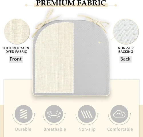 Vista 4 de Wellsin Cojines para sillas de comedor, 4 unidades, cojines para sillas de cocina con lazos y respaldo antideslizante, almohadillas para sillas