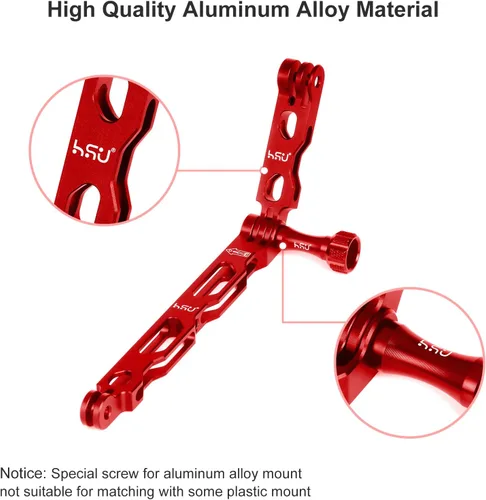 Vista 7 de HSU Kit de montaje y brazo de extensión de aluminio para manillar de bicicleta, montaje en poste de metal, soporte de brazo de extensión para GoPro
