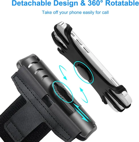 Vista 2 de Paquete de 10 soportes de teléfono celular para brazo - Correa de muñeca reflectante y ajustable, fundas para brazo compatibles con iPhone 16 15 14