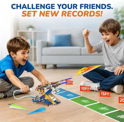 Vista 5 de Smartivity DIY 2 en 1 Aviones de papel hidráulicos y lanzadores de dardos STEM juguete para niños de 6 a 14 años Regalos de cumpleaños para niños