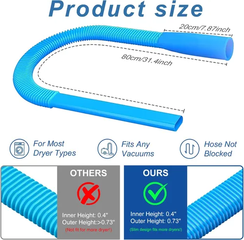 Vista 2 de Kit de limpieza de pelusa para secadora mejorado: accesorio de manguera de vacío flexible para eliminación de pelusas. Cepillo de limpieza profunda