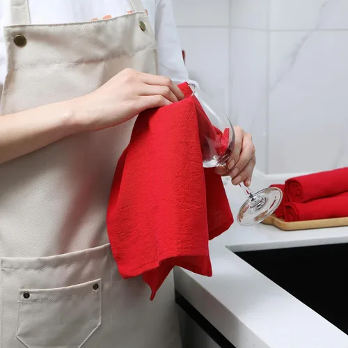 Vista 5 de Paños de cocina de saco de harina 100% algodón, paquete de 6, toallas de cocina altamente absorbentes, toallas de té de algodón lisas para secar