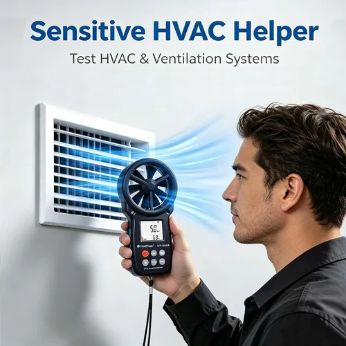 Vista 3 de HoldPeak 866B Anemómetro Digital Portátil Medidor de Velocidad del Viento para Medir Velocidad del Viento, Temperatura y Sensación Térmica