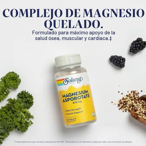 Vista 3 de SOLARAY Asporotato de magnesio 400 mg, 60 cápsulas vegetales