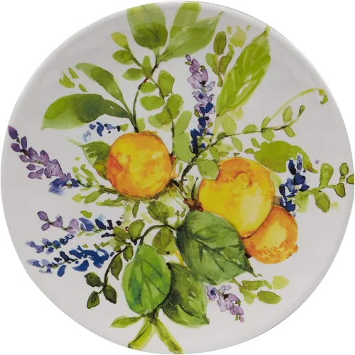 Vista 3 de Unknown1 Lemon - Juego de vajilla de 12 piezas, color verde, multicolor, amarillo, fruta, granja, redonda, apto para lavavajillas, mediano