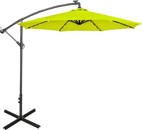 Vista 15 de WO Home Furniture Patio LED Umbrella 10ft Cantilever, Stand, Base Kits Verde oscuro