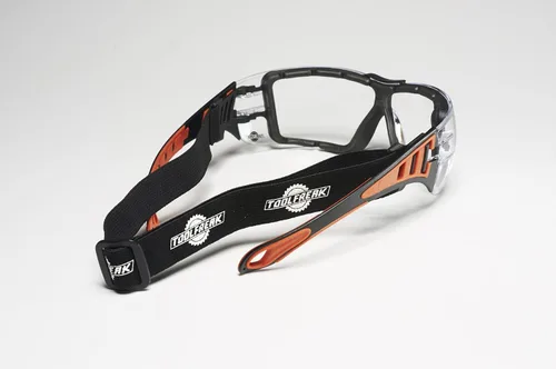 Vista 7 de ToolFreak Lentes de seguridad Ripout, transparentes, lentes de policarbonato y protección UV, acolchado de espuma y correa ajustable, lentes
