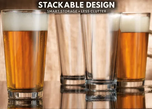 Vista 11 de Home Essentials - Juego de vasos para beber, 10 vasos de vidrio Highball, 16 onzas, vasos de agua básicos, cerveza, jugo, cócteles, vino, té helado