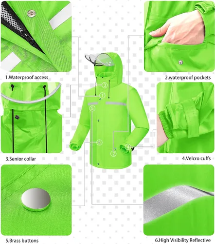 Vista 3 de iCreek Rain Suit Waterproof Jacket and Trouser Suit Raincoat for Men and Women Outdoor All-Sport Breathable Anti-storm