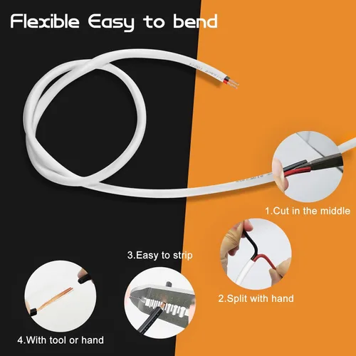 Vista 4 de Askcable 14/2 AWG 100 pies Cable Eléctrico 14 Calibre 100 pies 2 Conductores Cable de Altavoz CL2 Calificado Cable de Altavoz de Funda Blanca