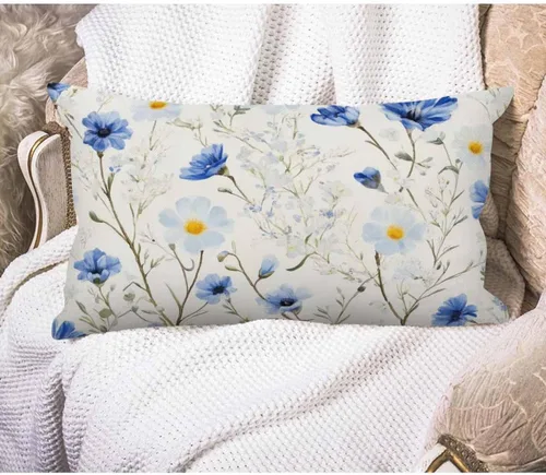 Vista 8 de EKOBLA Fundas de almohada abstractas de acuarela rectangulares oblongas Diseño de arte digital moderno y brillante Elemento de algodón y lino