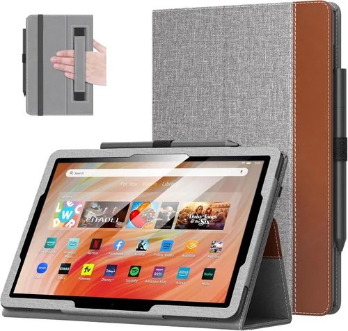 Vista 15 de MoKo - Funda para tablet Kindle Fire HD 10 y 10 Plus (11.ª generación, versión 2021), diseño delgado y plegable con función de encendido y apagado