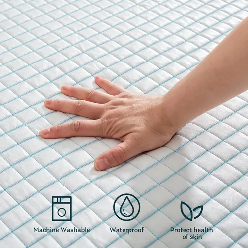 Vista 6 de MLILY Protector de colchón tamaño California King, funda de colchón impermeable de enfriamiento suave, transpirable, lavable a máquina, equipada