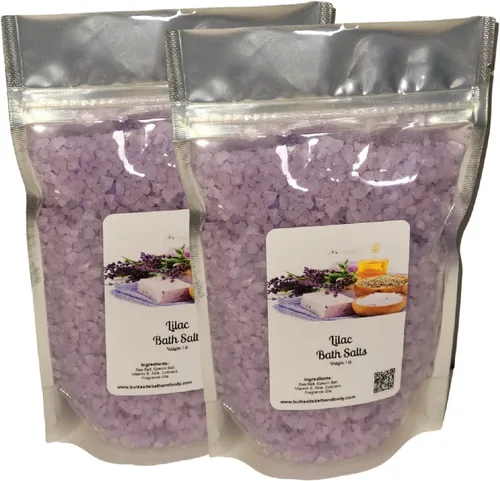 Vista 3 de Sales de baño Bolsa de 1 libra Aroma lila Descuentos por cantidad ((1) bolsa de 1 libra)