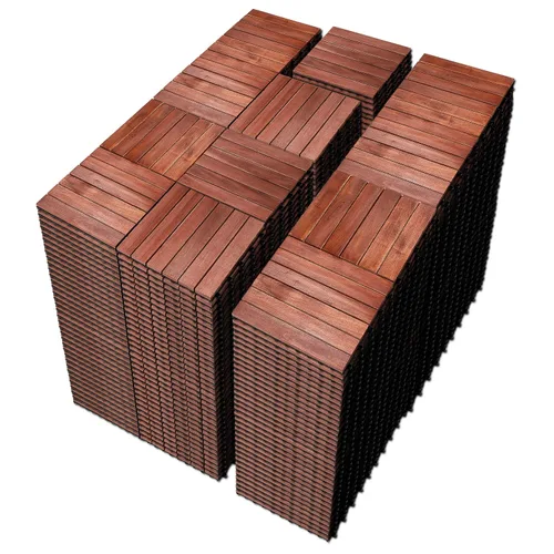 Vista 24 de PrimeZone - 9 azulejos entrelazados de madera de acacia sólida para terraza, patio, 12 x 12 pulgadas, impermeables, para interiores y exteriores