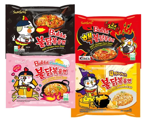 Vista 3 de Samyang Paquete de Variedad de Ramen de Pollo Picante Caliente 11 Sabores - Palillos GRATIS - Fideos Ramen Coreanos Buldak (Paquete de 11)
