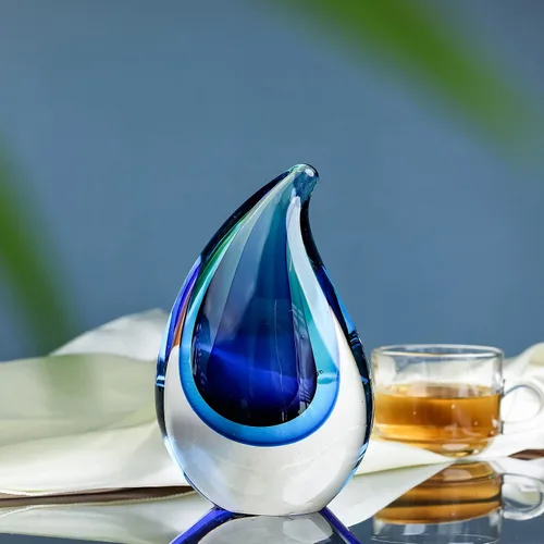 Vista 5 de Yao Yuan Escultura Decorativa de Cristal Soplado a Mano Estilo Murano Estatua y Figurilla - Regalo Maravilloso, Azul
