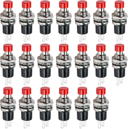 Vista 9 de Ampper Mini interruptores momentáneos de botón, 2 pines de encendido y apagado 1A, 250 V, CA, 0.276 in, redondo, SPST, interruptor de botón Negro