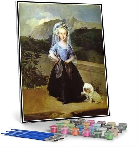 Vista 3 de Kits de pintura por números para adultos y niños maría Luisa de Parma usando alforjas Pintura por Francisco Goya DIY Pintura al óleo por números