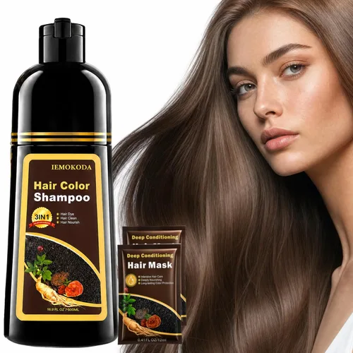 Vista 11 de Champú de tinte para el cabello 3 en 1 para mujeres y hombres, rica coloración de raíz a punta con extractos naturales, 3-4 semanas de duración