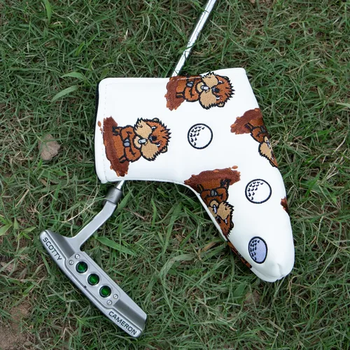 Vista 4 de Barudan Golf Cubierta para cabeza de putter, cubierta magnética para putter, cubierta de golfo, regalo para marido o papá (blanco)