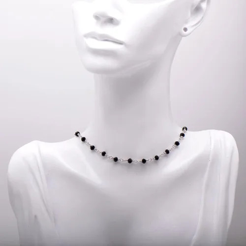 Vista 8 de Joseph Brothers Collar hecho a mano con cuentas negras y doradas para mujer, 14-24 pulgadas