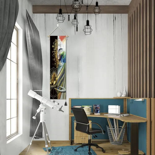 Vista 5 de Póster colgante en lienzo para pared, lienzo de arte de Buda, decoración zen, cita de felicidad, tapiz de meditación motivacional para decoración