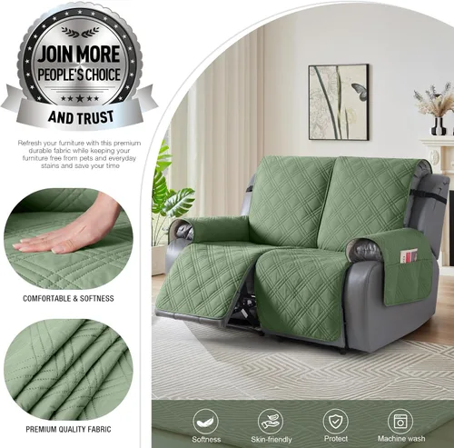 Vista 4 de TAOCOCO Fundas para Sillón de Dos Plazas Reclinable 100% Impermeables, Fundas Divididas para Loveseat Reclinable, Funda Antideslizante para Sofá