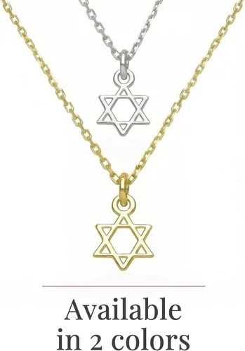 Vista 7 de Alef Bet by Paula Pequeño collar de estrella judía de David Dorado