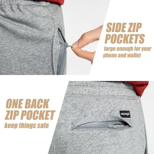 Vista 3 de maamgic Pantalones cortos deportivos para hombre de 7 pulgadas por encima de la rodilla, pantalones cortos de gimnasio con bolsillos con cremallera