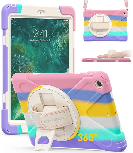 Vista 10 de BRAECN Funda para iPad 6ª/5ª Generación, Funda iPad 9.7 2018/2017 - Resistente a Prueba de Golpes con Soporte para Lápices, Correa de Hombro