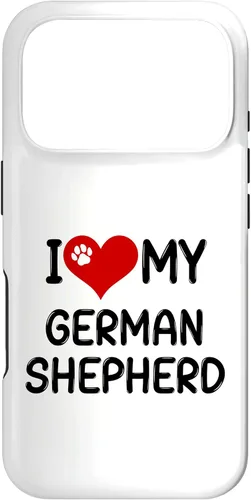 Vista 30 de I Love My German Shepherd Pet Dog Breed Retro Heart Case for iPhone 17