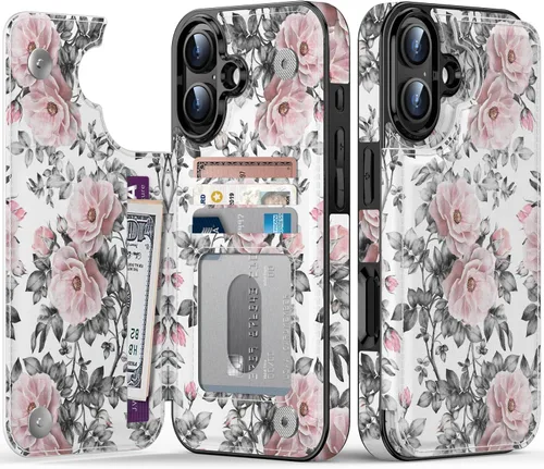 Vista 251 de LETO para iPhone 15 Pro Funda tipo cartera - Tapa tipo folio con patada - Diseños de moda - Tarjetero - Funda protectora para mujeres y niñas - 6.1