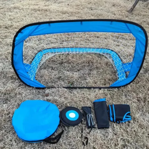 Vista 3 de Porterías de fútbol para patio trasero, red de fútbol portátil desplegable con bolsa de transporte y 4 modos de portería, equipo de entrenamiento