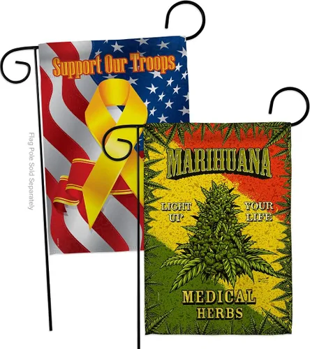 Vista 7 de Marihuana Burlap Garden Flags 2pcs Pack Novelty Trendy Popular New Trend Interesting Exciting Small Decorative Gift Yard House Banner Double-Sided