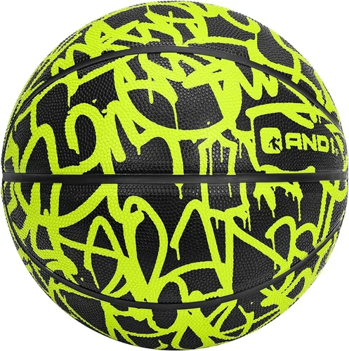 Vista 8 de AND1 Fantom Classic Graffiti - Balón de baloncesto de goma, tamaño 27.5 Graffiti negro/blanco