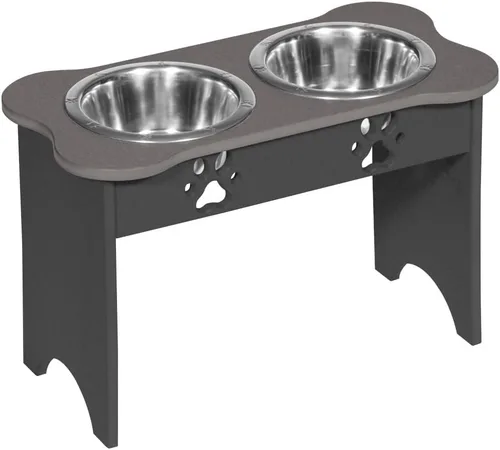 Vista 43 de Poly Lumber - Comedero doble de hueso mediano de 2 cuartos de galón, color negro